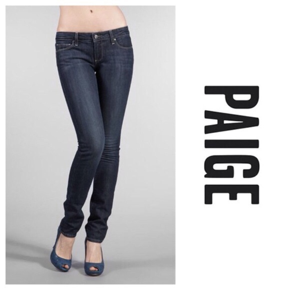 PAIGE Blue Heights Skinny Jeans Dark Wash Low Rise